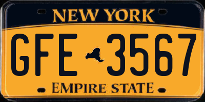 NY license plate GFE3567