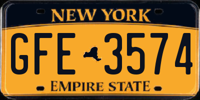 NY license plate GFE3574