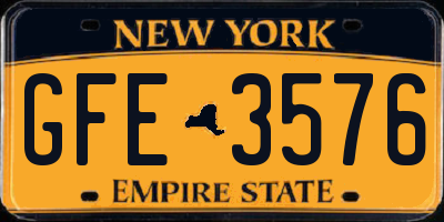 NY license plate GFE3576