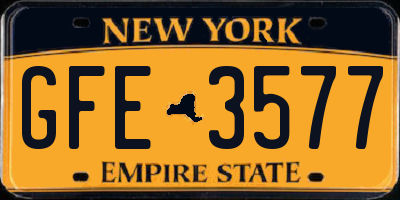 NY license plate GFE3577