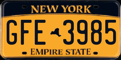NY license plate GFE3985