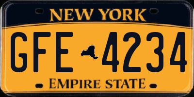 NY license plate GFE4234