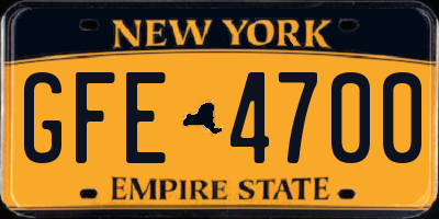 NY license plate GFE4700