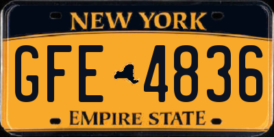 NY license plate GFE4836