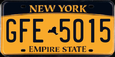 NY license plate GFE5015