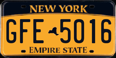 NY license plate GFE5016