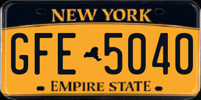 NY license plate GFE5040