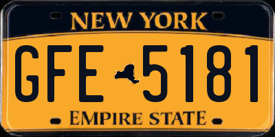 NY license plate GFE5181