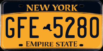 NY license plate GFE5280