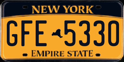 NY license plate GFE5330