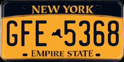 NY license plate GFE5368
