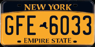 NY license plate GFE6033