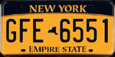 NY license plate GFE6551