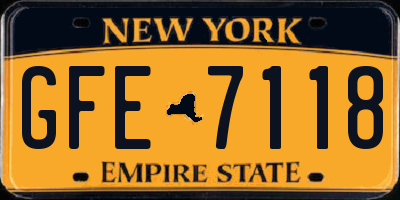 NY license plate GFE7118