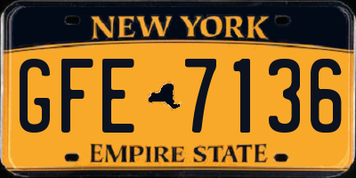 NY license plate GFE7136