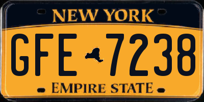 NY license plate GFE7238