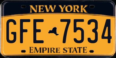 NY license plate GFE7534