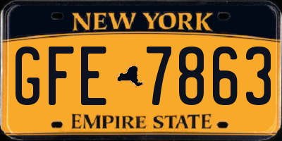 NY license plate GFE7863