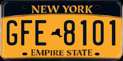 NY license plate GFE8101