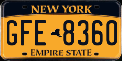 NY license plate GFE8360