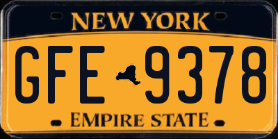 NY license plate GFE9378