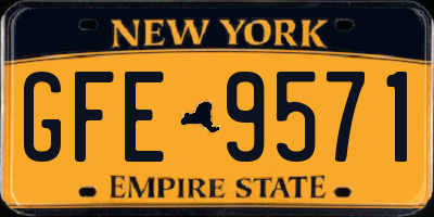 NY license plate GFE9571