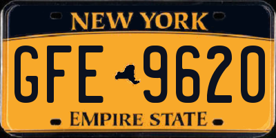 NY license plate GFE9620