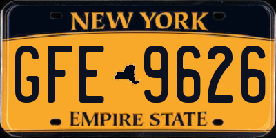 NY license plate GFE9626