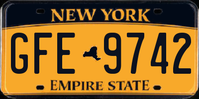 NY license plate GFE9742