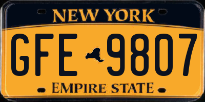 NY license plate GFE9807