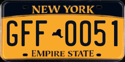 NY license plate GFF0051