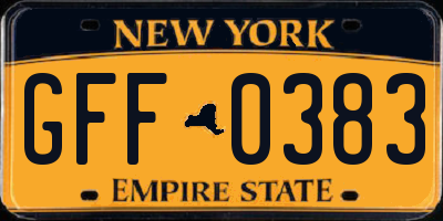NY license plate GFF0383