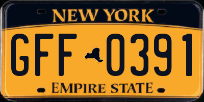 NY license plate GFF0391