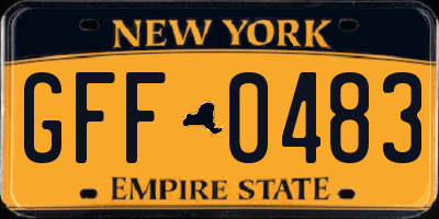 NY license plate GFF0483
