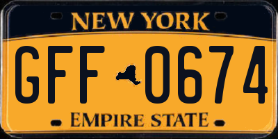 NY license plate GFF0674
