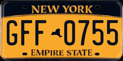 NY license plate GFF0755