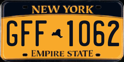 NY license plate GFF1062