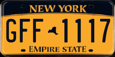 NY license plate GFF1117