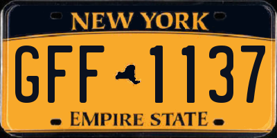NY license plate GFF1137