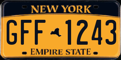 NY license plate GFF1243