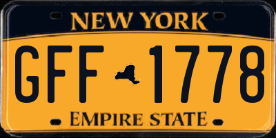 NY license plate GFF1778