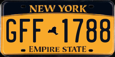 NY license plate GFF1788