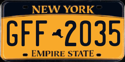 NY license plate GFF2035