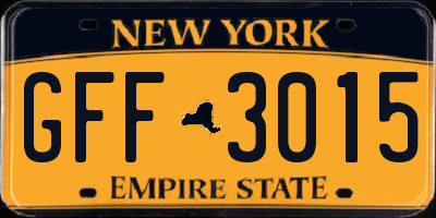 NY license plate GFF3015