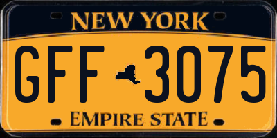 NY license plate GFF3075