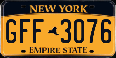 NY license plate GFF3076