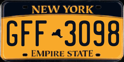 NY license plate GFF3098