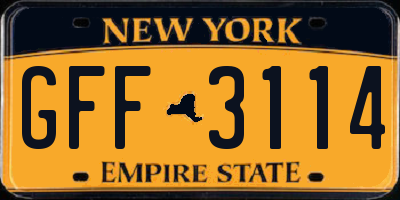 NY license plate GFF3114