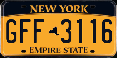 NY license plate GFF3116