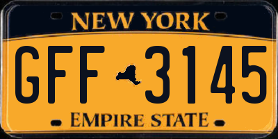NY license plate GFF3145